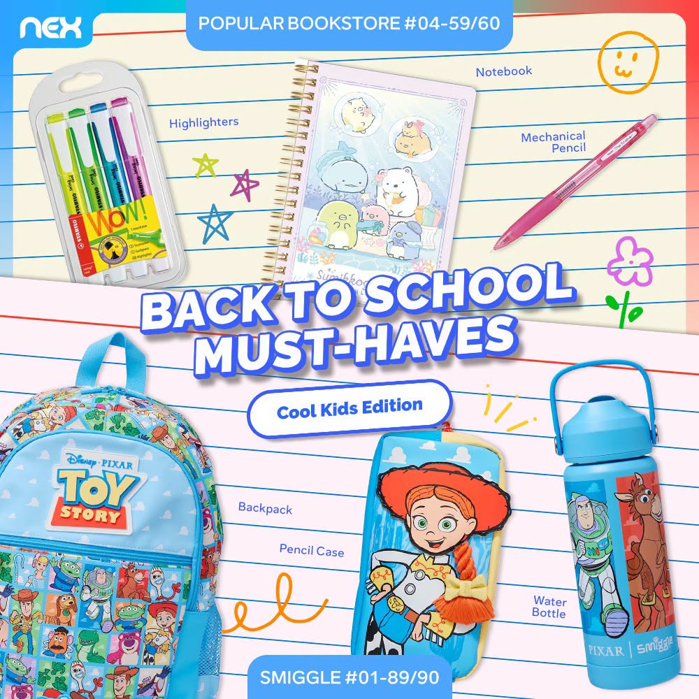 Smiggle at NEX back-to-school display with Disney Pixar Toy Story items