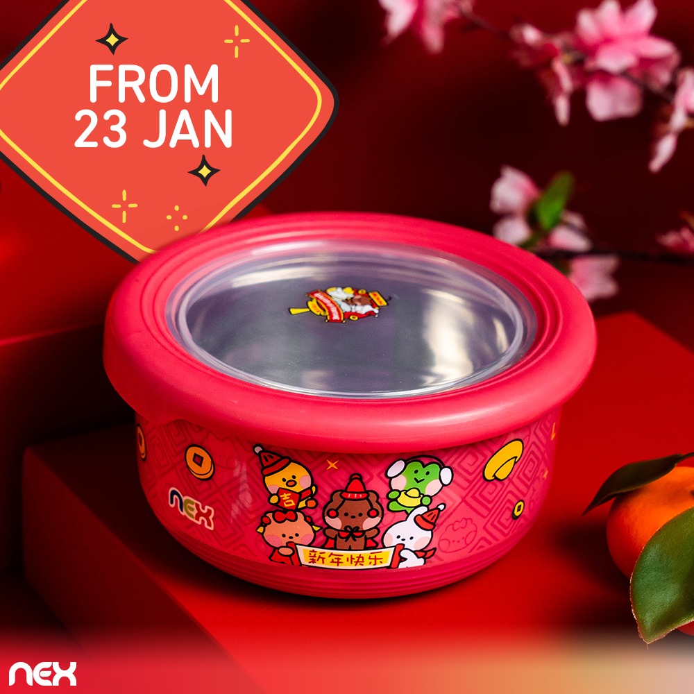 A vibrant hot pink LINE FRIENDS minini Lucky Bowl for the Lunar New Year