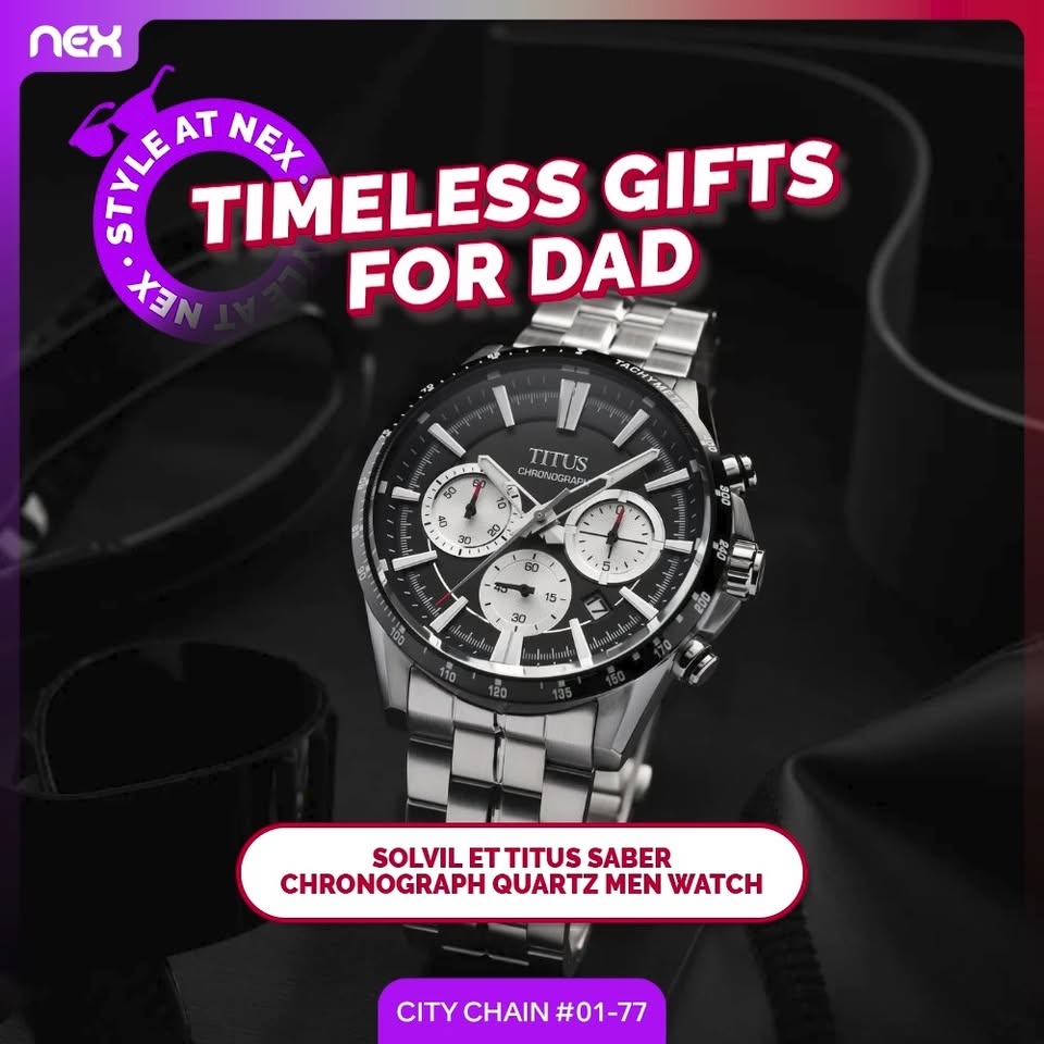 NEX Fathers Day watch display showcasing dress watches and sport watches for dads