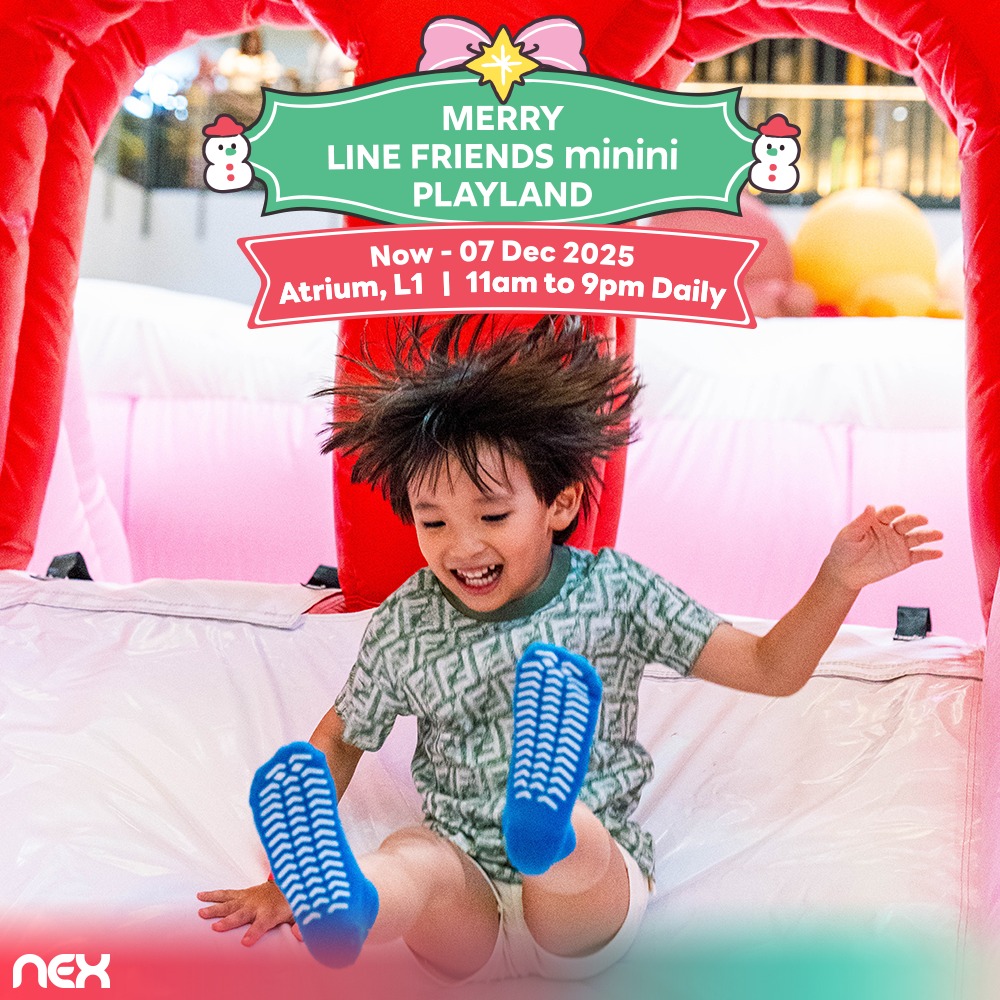 A pastel-themed bouncy castle featuring LINE FRIENDS minini characters