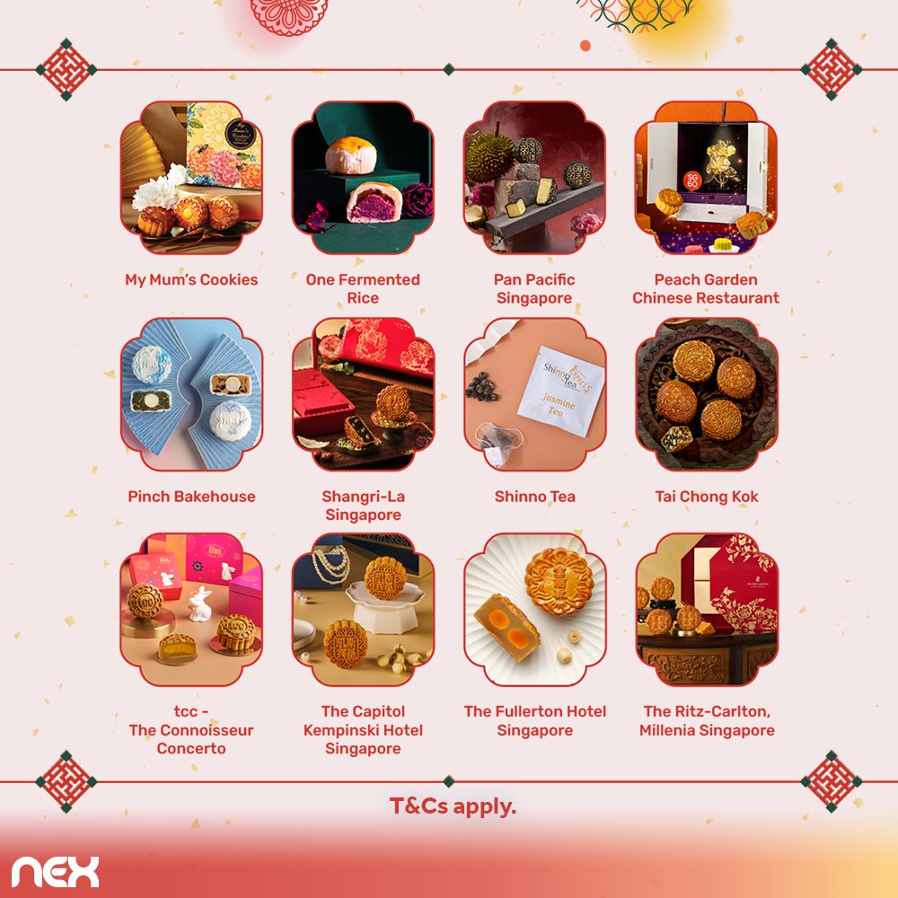 Close-up of beautifully packaged mooncakes, perfect for gifting.