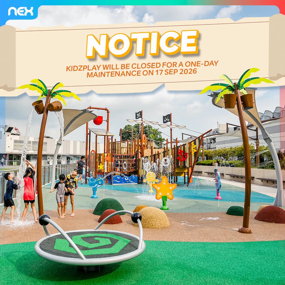 KidzPlay at NEX closed for one-day maintenance on 17 Sep 2026