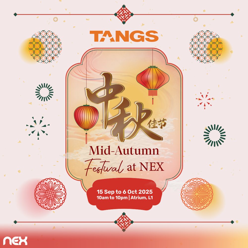 A vibrant display of mooncakes and festive decorations at the TANGS Mid-Autumn Festival Fair.
