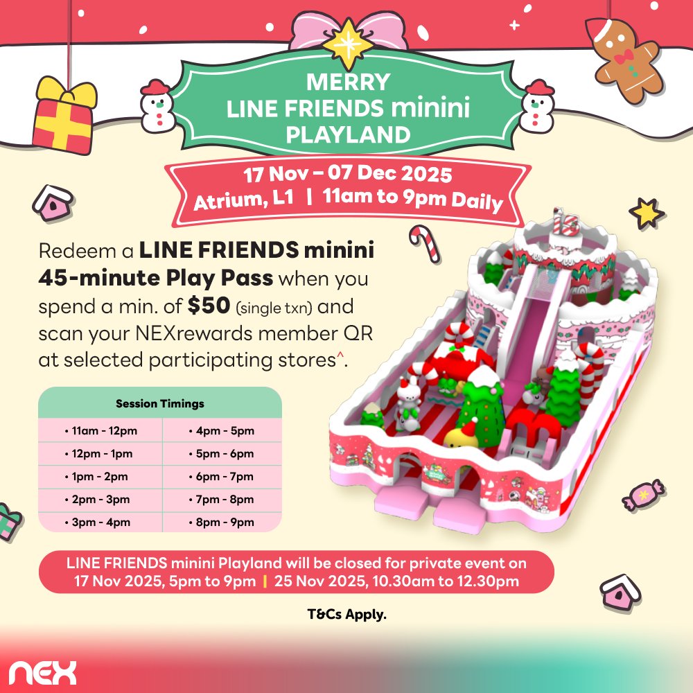Illustration of LINE FRIENDS minini characters enjoying the festive season