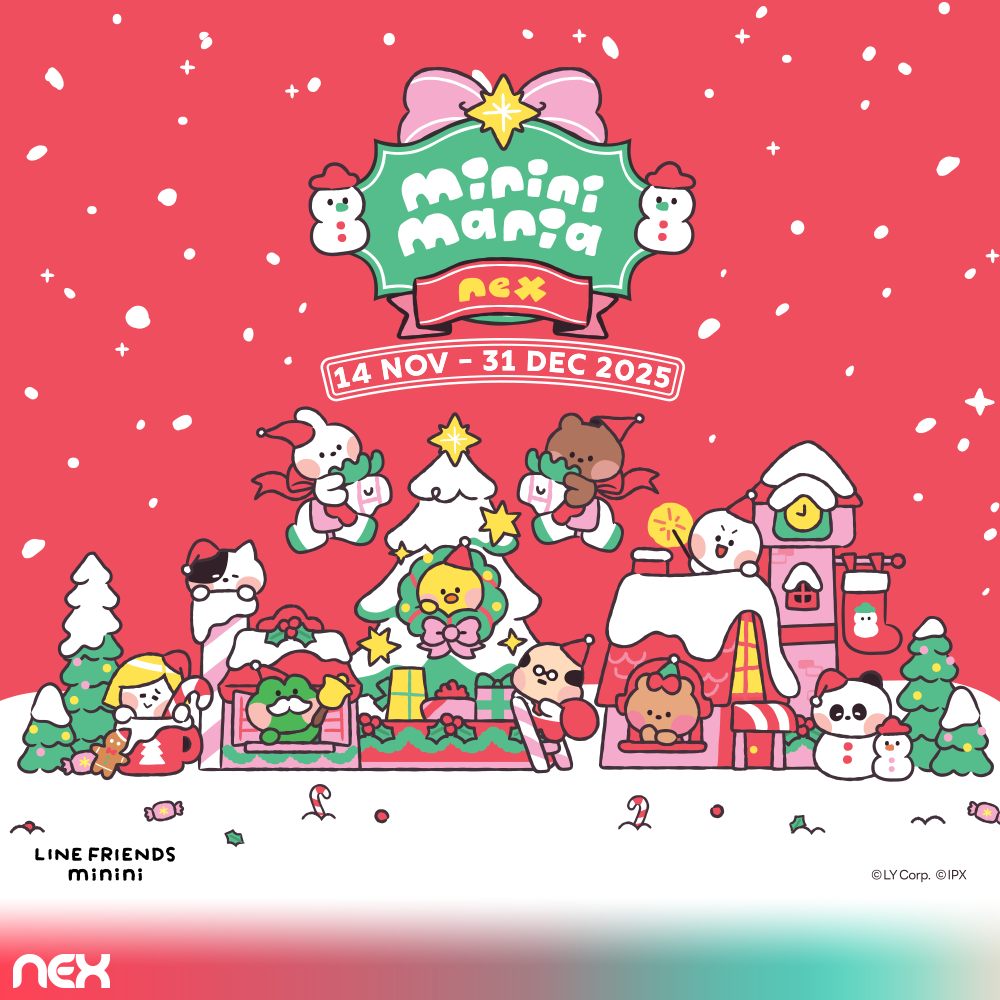 LINE FRIENDS minini characters celebrating NEX's 15th anniversary