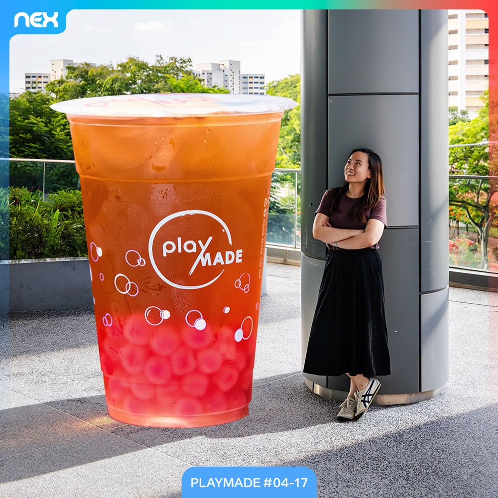Playmade drink with red boba pearls