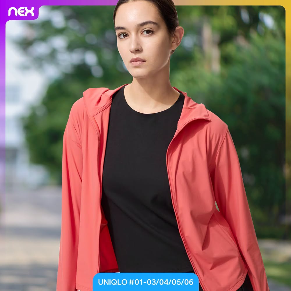 Uniqlo coral zip-up hoodie at NEX