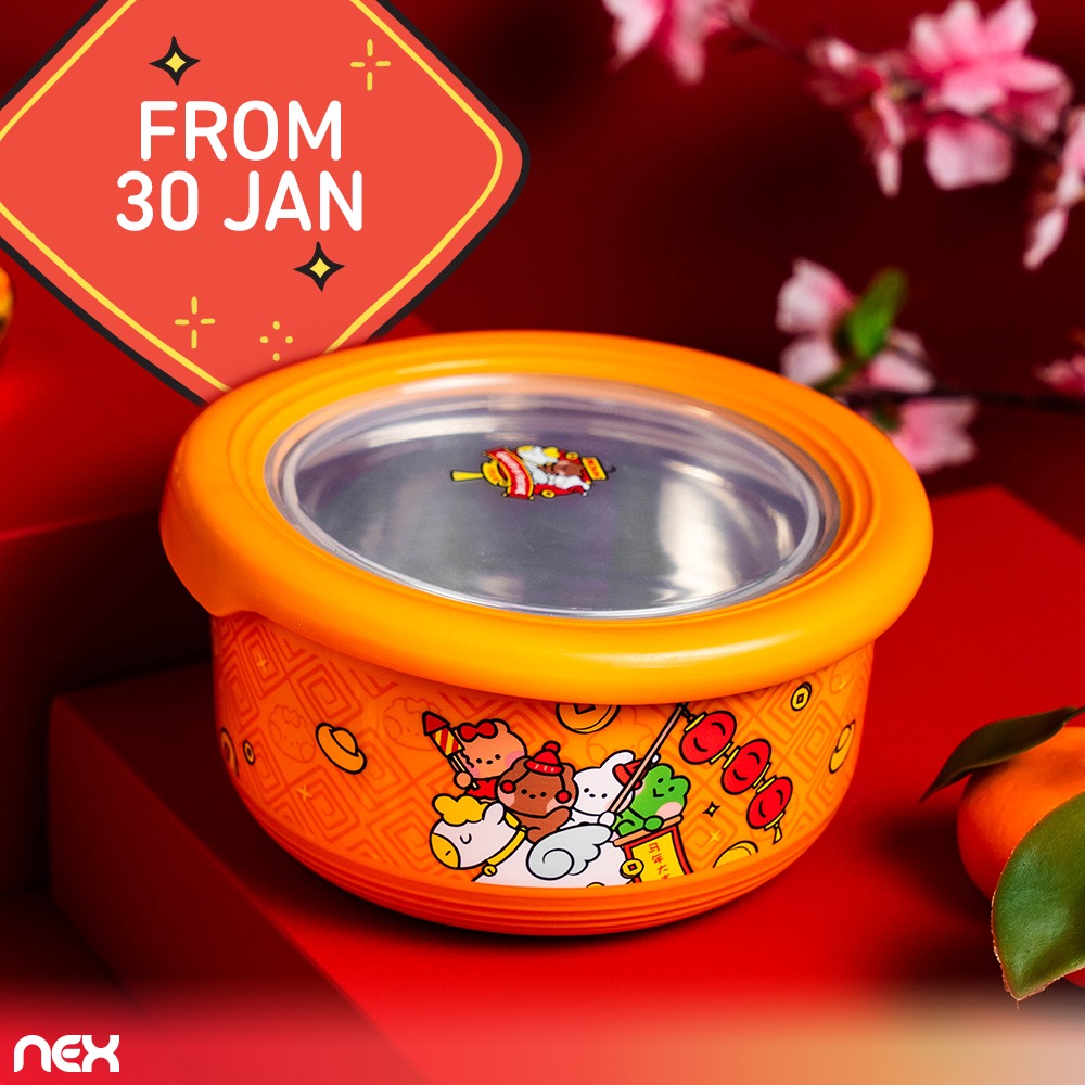 A festive display featuring the LINE FRIENDS minini Lucky Bowl