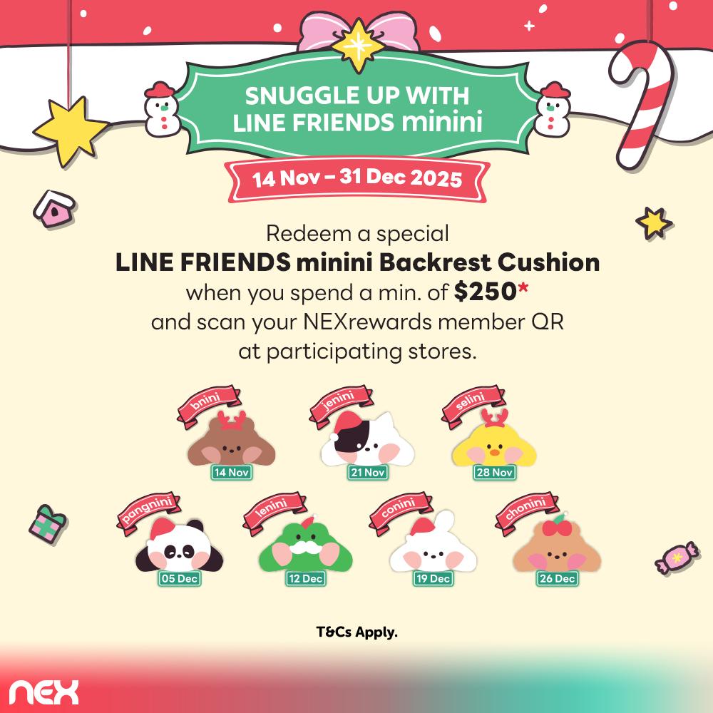 NEX mall entrance adorned with LINE FRIENDS minini decorations